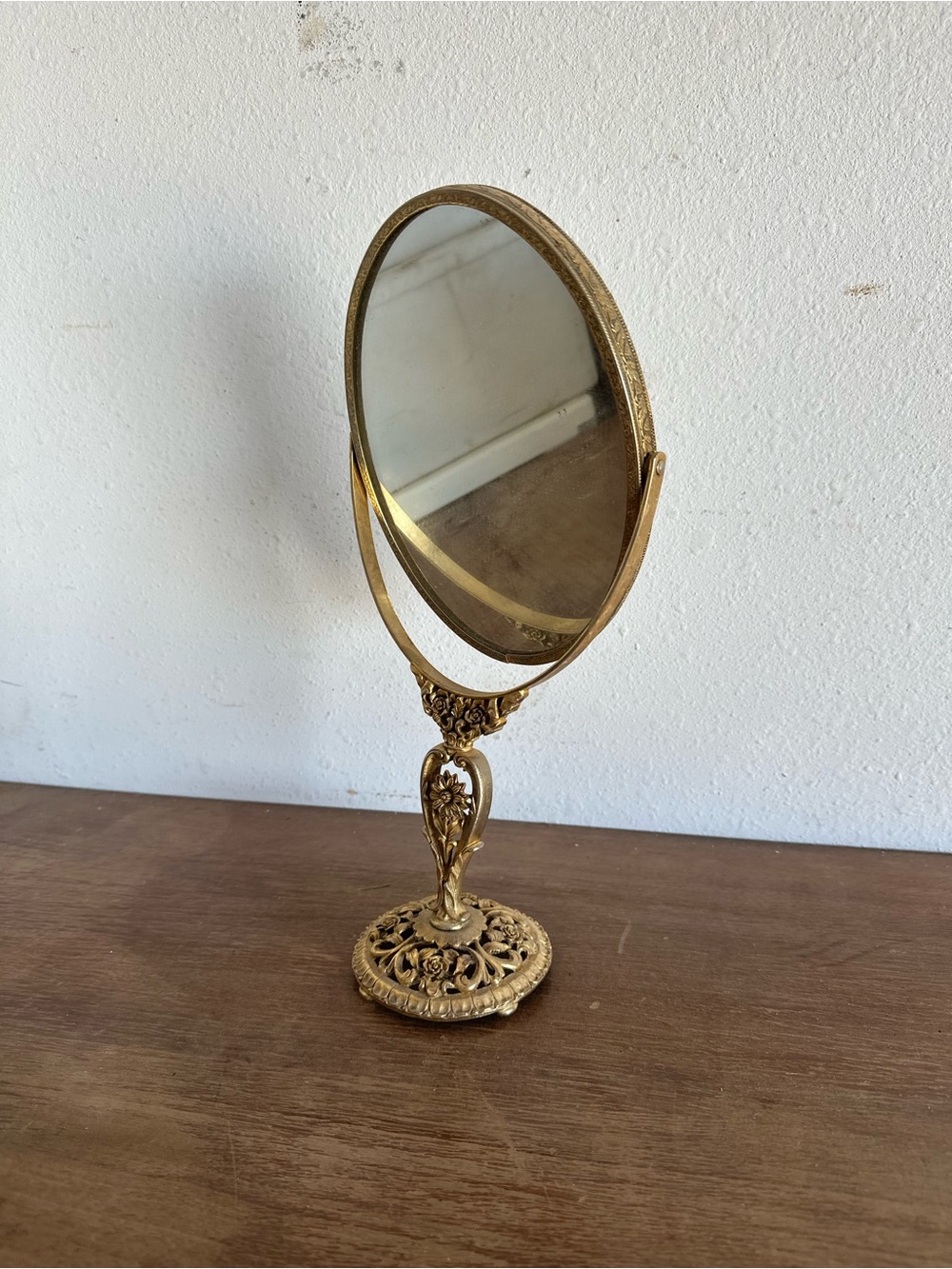 Ornate Gold-tone Vintage Vanity Mirror